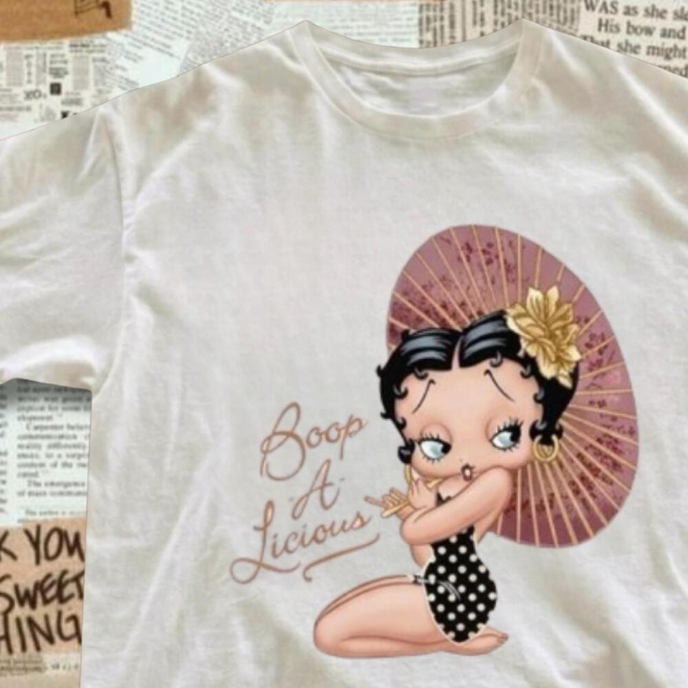 Betty Boop White T-Shirt With Graphic Of Betty Boop In A Polka-Dot